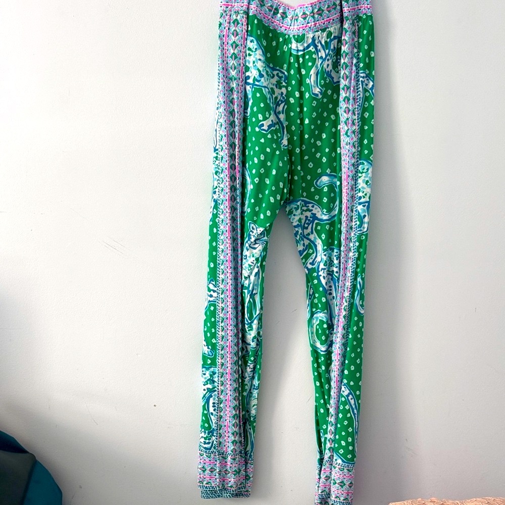 Lilly Pulitzer Vibrant Green and Pink Palazzo Pants